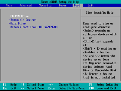 BIOS Setup Utility Boot Menu