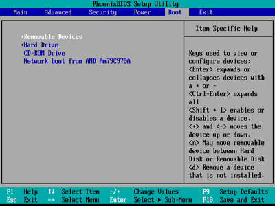 BIOS Setup Utility Boot Menu