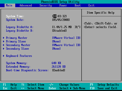 BIOS Setup Utility Main Menu